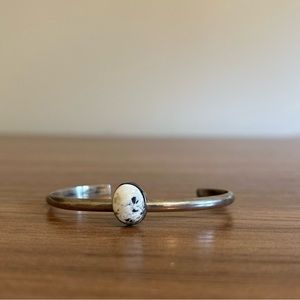 Adjustable Sterling Silver & White Buffalo Bangle